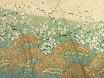 平和屋着物●訪問着　枝梅松文　金彩　正絹　逸品　AABN3600fy