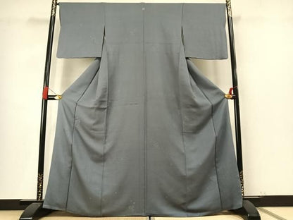 平和屋着物●上質な色無地　草花地紋　湊鼠色　正絹　逸品　AABN3604fy