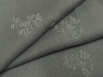 平和屋着物●上質な色無地　草花地紋　湊鼠色　正絹　逸品　AABN3604fy
