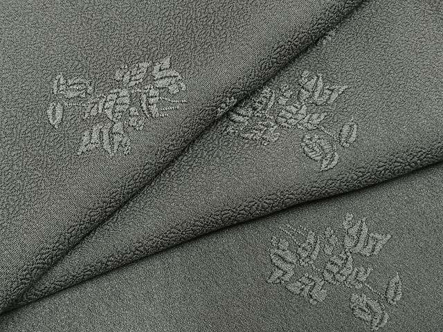 平和屋着物●上質な色無地　草花地紋　湊鼠色　正絹　逸品　AABN3604fy