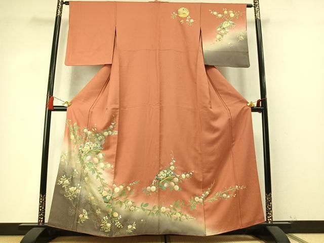 平和屋着物●訪問着　螺鈿　地紙雪輪花文　暈し染め　金銀彩　正絹　逸品　AABN3614fy