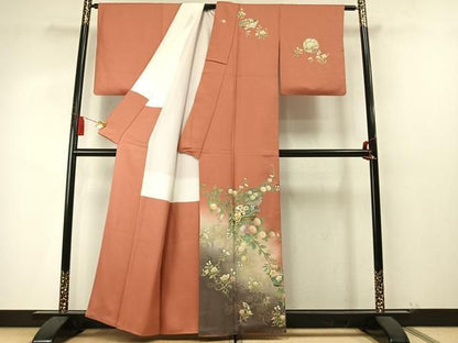 平和屋着物●訪問着　螺鈿　地紙雪輪花文　暈し染め　金銀彩　正絹　逸品　AABN3614fy