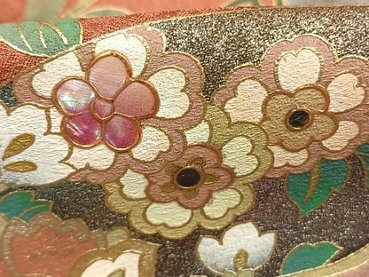 平和屋着物●訪問着　螺鈿　地紙雪輪花文　暈し染め　金銀彩　正絹　逸品　AABN3614fy