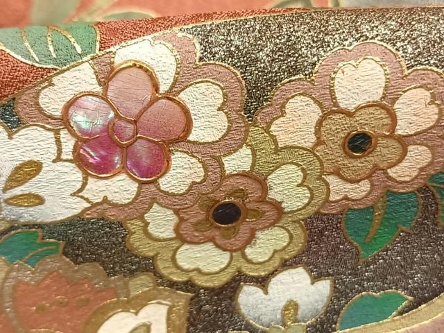 平和屋着物●訪問着　螺鈿　地紙雪輪花文　暈し染め　金銀彩　正絹　逸品　AABN3614fy