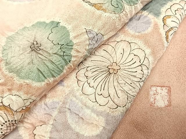 平和屋着物●訪問着　作家物　辻が花　絞り　銀通し地　正絹　逸品　AABN3615fy