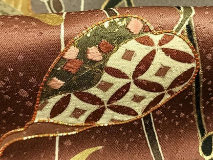 平和屋着物●訪問着　駒刺繍　枝葉文　暈し染め　金彩　小田急百貨店扱い　正絹　逸品　AABN3616fy