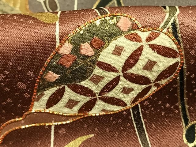 平和屋着物●訪問着　駒刺繍　枝葉文　暈し染め　金彩　小田急百貨店扱い　正絹　逸品　AABN3616fy