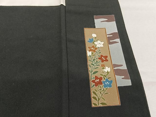平和屋着物●豪華黒留袖　駒刺繍　色紙重ね花文　金彩　三越扱い　正絹　逸品　AABN3623fy