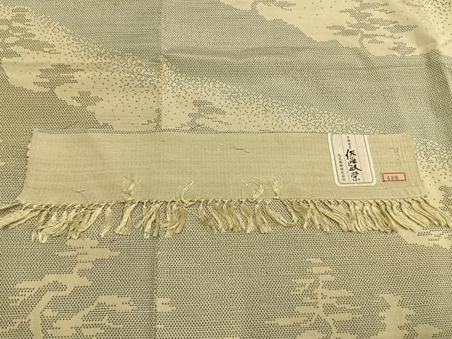 平和屋着物●訪問着　紬地　樹林文　丸文織物謹製　佐藤敏栄作　反端付き　正絹　逸品　AABN3627fy