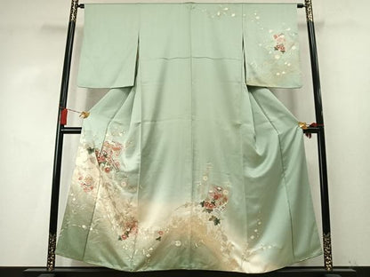 平和屋着物●訪問着　御所車花文　暈し染め　金彩　正絹　逸品　AABN3629fy