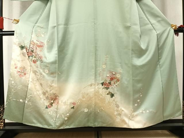 平和屋着物●訪問着　御所車花文　暈し染め　金彩　正絹　逸品　AABN3629fy