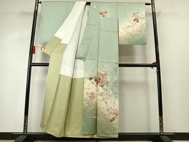 平和屋着物●訪問着　御所車花文　暈し染め　金彩　正絹　逸品　AABN3629fy
