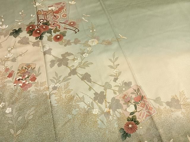 平和屋着物●訪問着　御所車花文　暈し染め　金彩　正絹　逸品　AABN3629fy