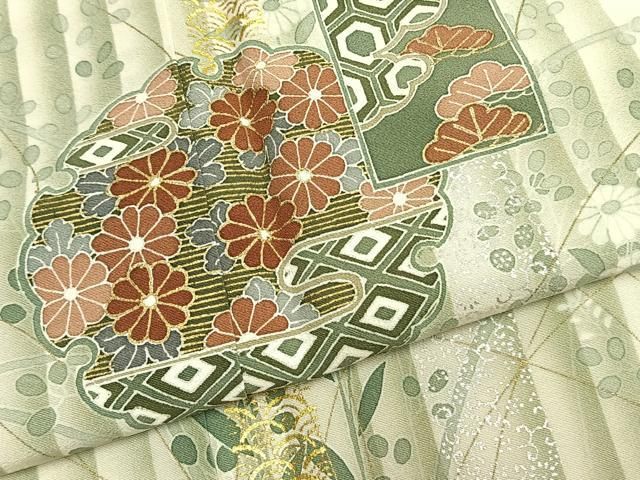 平和屋着物●訪問着　雪輪色紙花松文　暈し染め　金銀彩　正絹　逸品　AABN3635fy