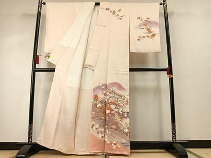 平和屋着物●訪問着　風景枝松花文　暈し染め　正絹　逸品　AABN3636fy