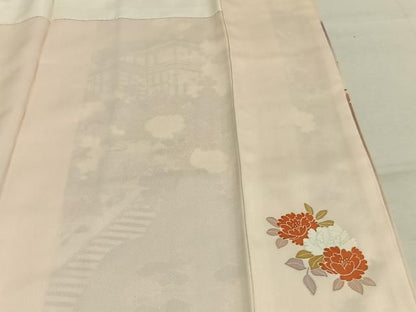 平和屋着物●訪問着　風景枝松花文　暈し染め　正絹　逸品　AABN3636fy