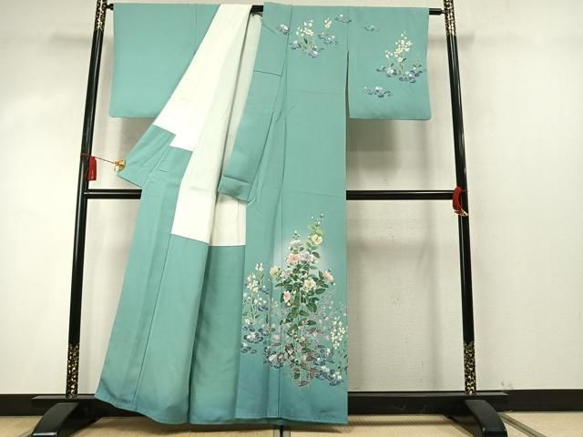 平和屋着物●訪問着　友禅　枝花文　暈し染め　正絹　逸品　AABN3637fy