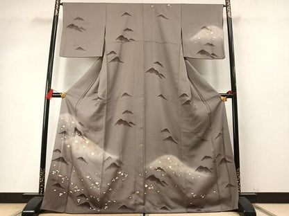 平和屋着物●訪問着　ビロード　舞花文　暈し染め　金彩　正絹　逸品　AABN3638fy