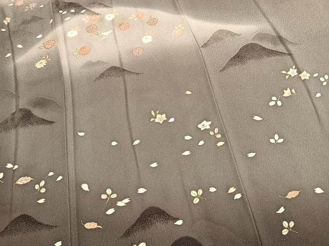 平和屋着物●訪問着　ビロード　舞花文　暈し染め　金彩　正絹　逸品　AABN3638fy