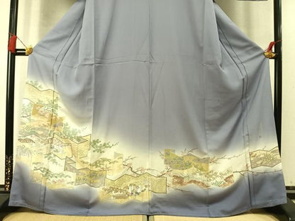 平和屋着物●豪華色留袖　作家物　寿光織　屏風花鳥文　暈し染め　金銀糸　正絹　逸品　未使用　AABN3644fy