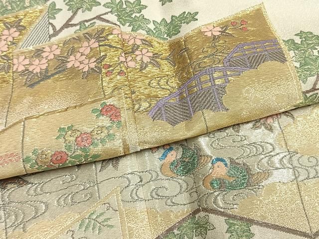 平和屋着物●豪華色留袖　作家物　寿光織　屏風花鳥文　暈し染め　金銀糸　正絹　逸品　未使用　AABN3644fy