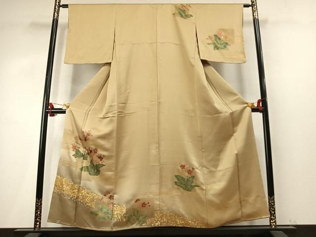 平和屋着物●訪問着　色紙花文　暈し染め　金銀彩　正絹　逸品　未使用　AABN3646fy