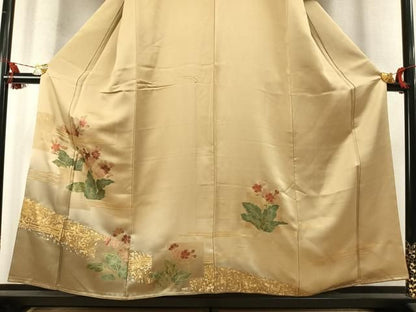 平和屋着物●訪問着　色紙花文　暈し染め　金銀彩　正絹　逸品　未使用　AABN3646fy
