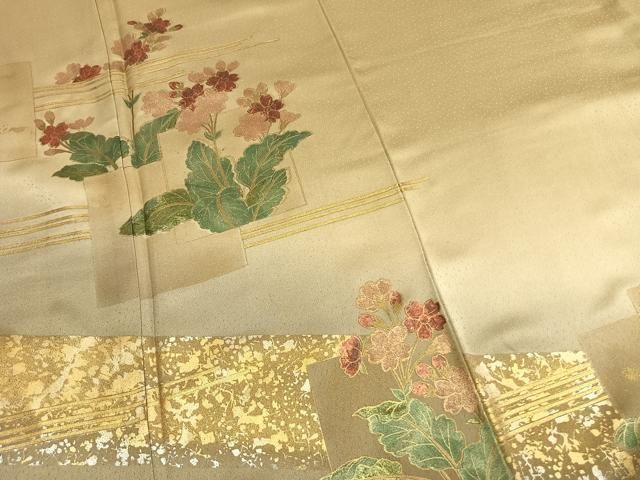平和屋着物●訪問着　色紙花文　暈し染め　金銀彩　正絹　逸品　未使用　AABN3646fy