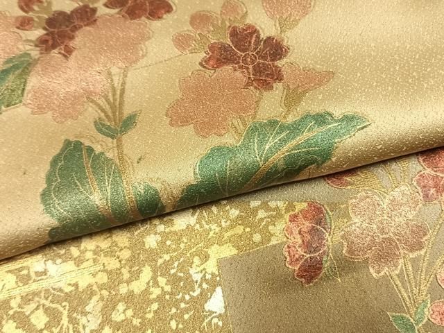 平和屋着物●訪問着　色紙花文　暈し染め　金銀彩　正絹　逸品　未使用　AABN3646fy