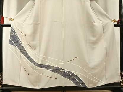 平和屋着物●銀座越後屋　訪問着　流水文　金彩　正絹　逸品　AABN3652fy