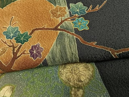 平和屋着物●訪問着　駒刺繍　辻が花　色紙枝花文　暈し染め　金彩　正絹　逸品　AABN3654fy
