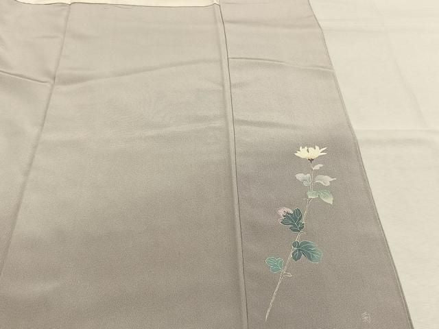 平和屋着物●訪問着　友禅　作家者　枝花文　暈し染め　正絹　逸品　AABN3657fy