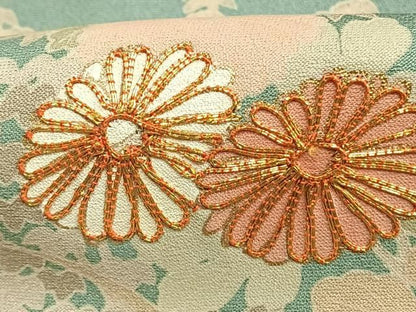 平和屋着物●訪問着　駒刺繍　松竹梅　風景花文　金彩　正絹　逸品　AABN3658fy