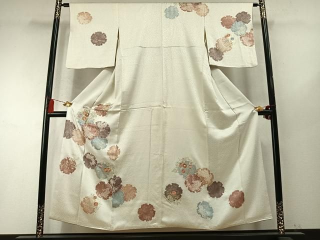 平和屋着物●創業460年・千總　訪問着　絞り　駒刺繍　雪輪花文　金彩　正絹　逸品　AABN3661fy