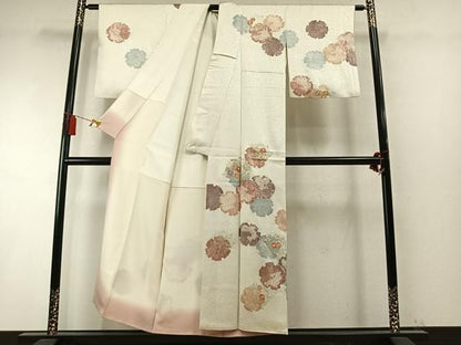 平和屋着物●創業460年・千總　訪問着　絞り　駒刺繍　雪輪花文　金彩　正絹　逸品　AABN3661fy
