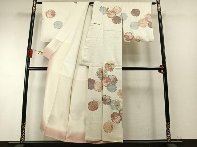 平和屋着物●創業460年・千總　訪問着　絞り　駒刺繍　雪輪花文　金彩　正絹　逸品　AABN3661fy