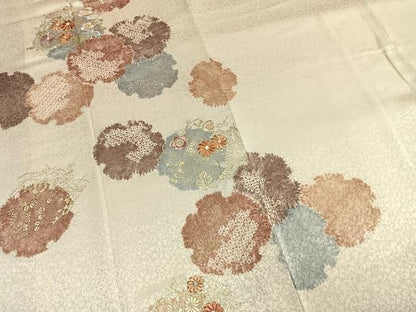 平和屋着物●創業460年・千總　訪問着　絞り　駒刺繍　雪輪花文　金彩　正絹　逸品　AABN3661fy