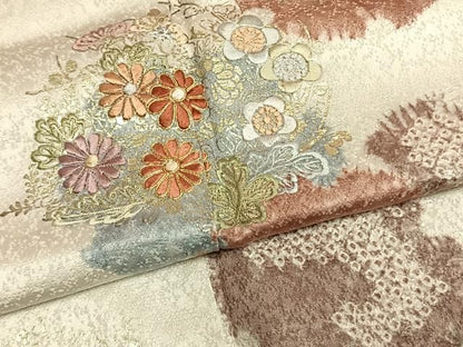 平和屋着物●創業460年・千總　訪問着　絞り　駒刺繍　雪輪花文　金彩　正絹　逸品　AABN3661fy