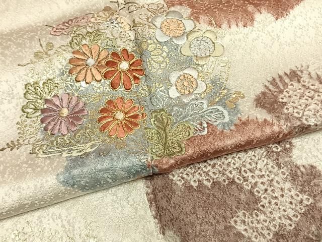 平和屋着物●創業460年・千總　訪問着　絞り　駒刺繍　雪輪花文　金彩　正絹　逸品　AABN3661fy