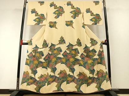 平和屋着物●訪問着　草花文　金彩　正絹　逸品　AABN3671fy