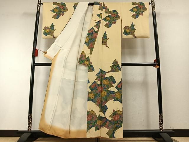 平和屋着物●訪問着　草花文　金彩　正絹　逸品　AABN3671fy