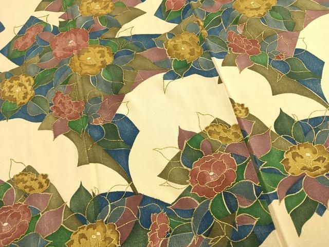 平和屋着物●訪問着　草花文　金彩　正絹　逸品　AABN3671fy