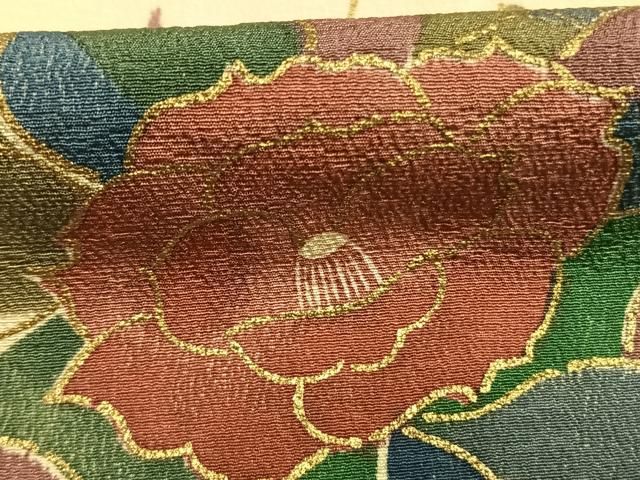 平和屋着物●訪問着　草花文　金彩　正絹　逸品　AABN3671fy