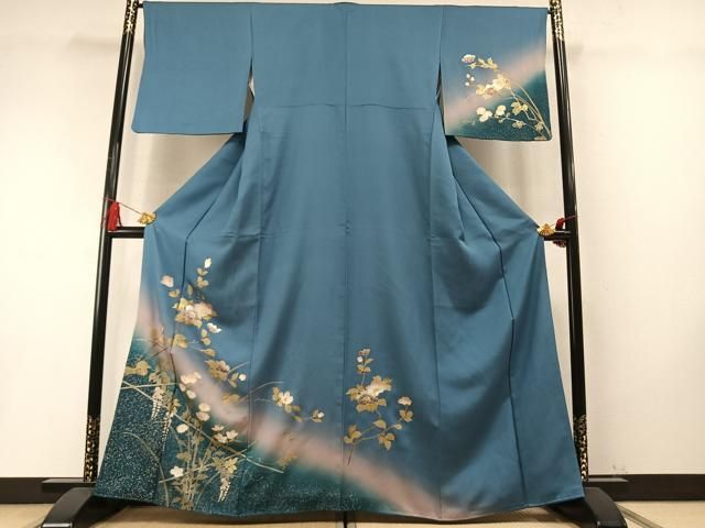 平和屋着物●訪問着　螺鈿　草花文　暈し染め　金銀彩　正絹　逸品　未使用　AABN3673fy