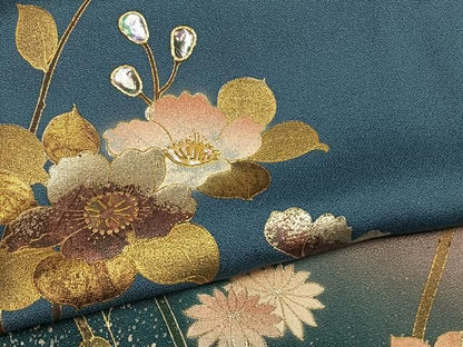 平和屋着物●訪問着　螺鈿　草花文　暈し染め　金銀彩　正絹　逸品　未使用　AABN3673fy
