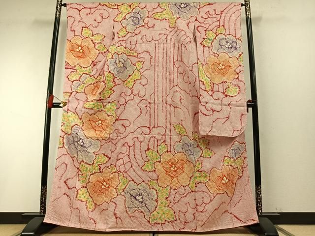 平和屋着物●豪華振袖　総絞り　草花文　正絹　逸品　AABN3678fy