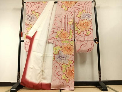 平和屋着物●豪華振袖　総絞り　草花文　正絹　逸品　AABN3678fy