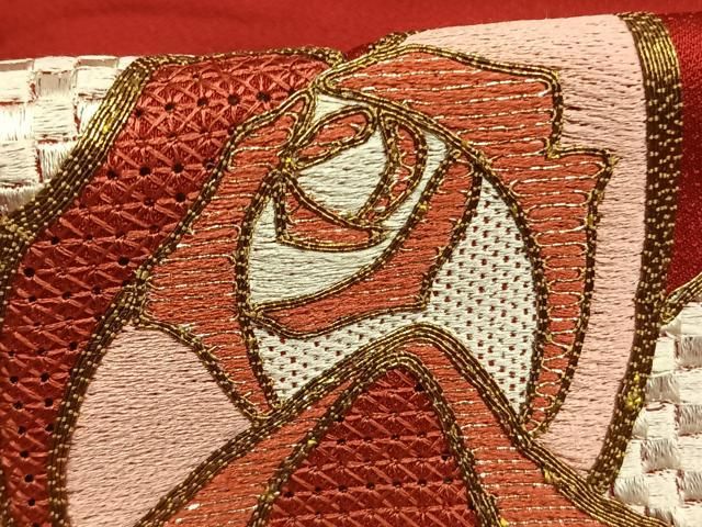 平和屋着物●中国三大刺繍　スワトウ刺繍　汕頭刺繍　振袖　駒刺繍　寿光織　流水花文　暈し染め　金糸　正絹　逸品　AABN3680fy