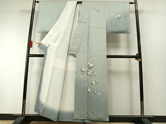 平和屋着物●訪問着　友禅　作家者　枝花文　暈し染め　鈴乃屋扱い　正絹　逸品　AABN3684fy