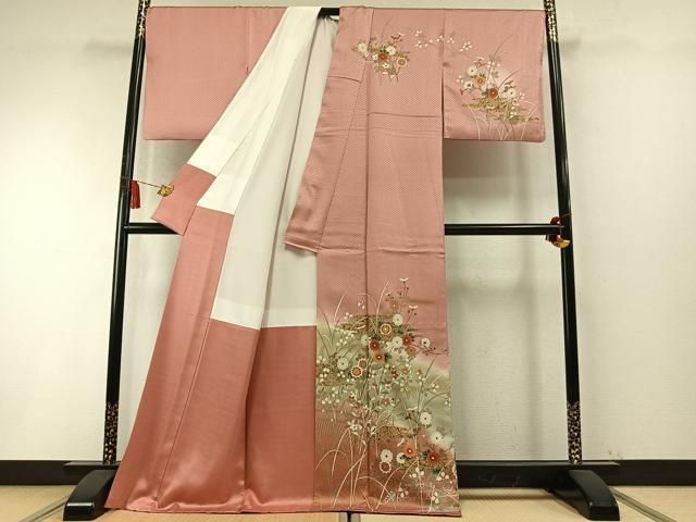 平和屋着物●訪問着　草花文　暈し染め　金彩　正絹　逸品　AABN3685fy